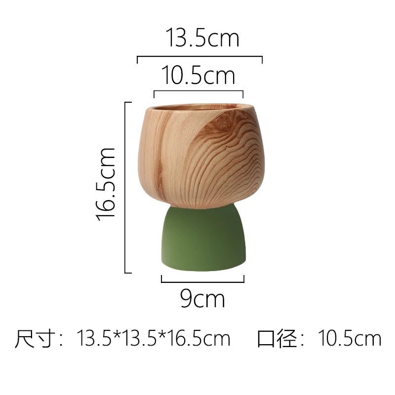 Nordic Colorful Flower Pots Retro Wood Grain Painted Phalaenopsis Succulent Household Internet Celebrity Indoor Breathable