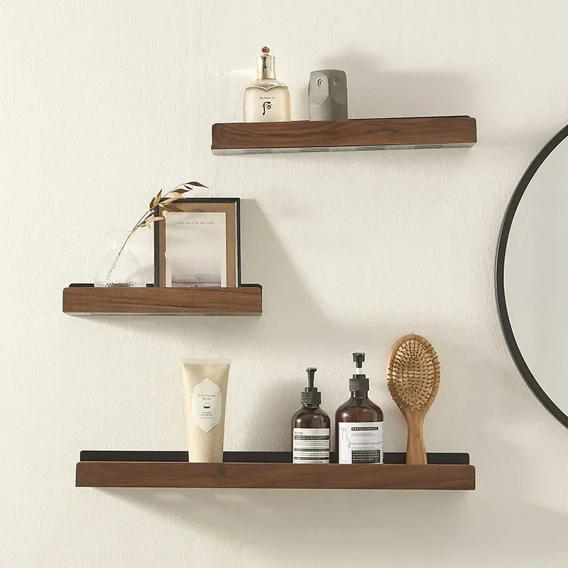 Wall-Mounted Wood Bathroom Shelf