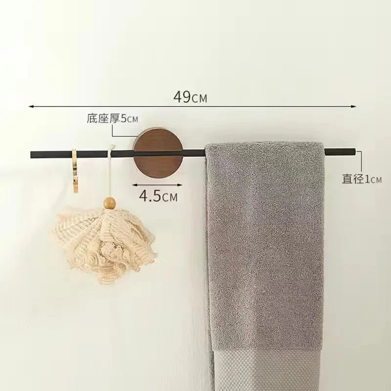 Wood & Aluminium Wall-Mounted Towel Rack