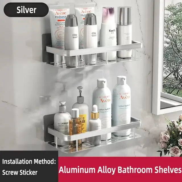 Bathroom & Kitchen Organizer – No-Drill 2-Tier Wall Shelf