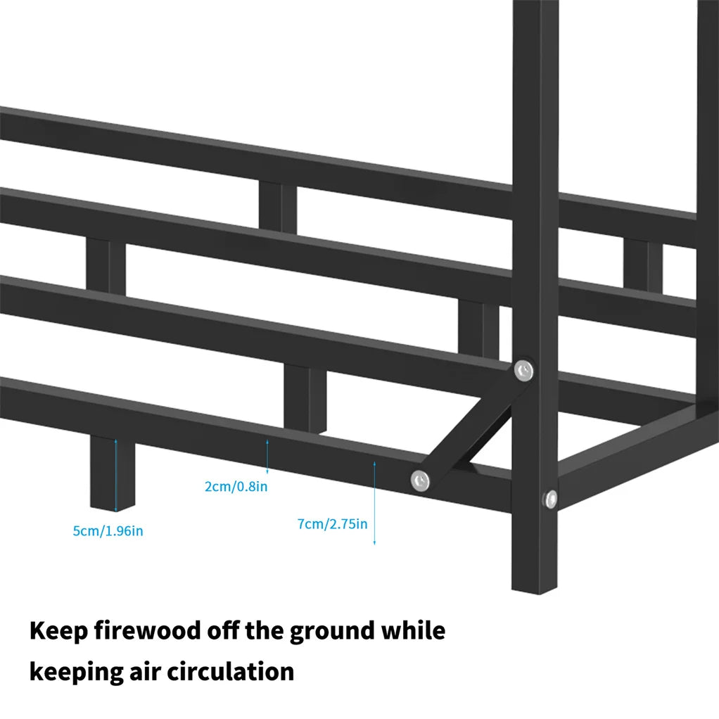 Outdoor Metal Wood Rack – 70” Firewood Storage with Waterproof Roof