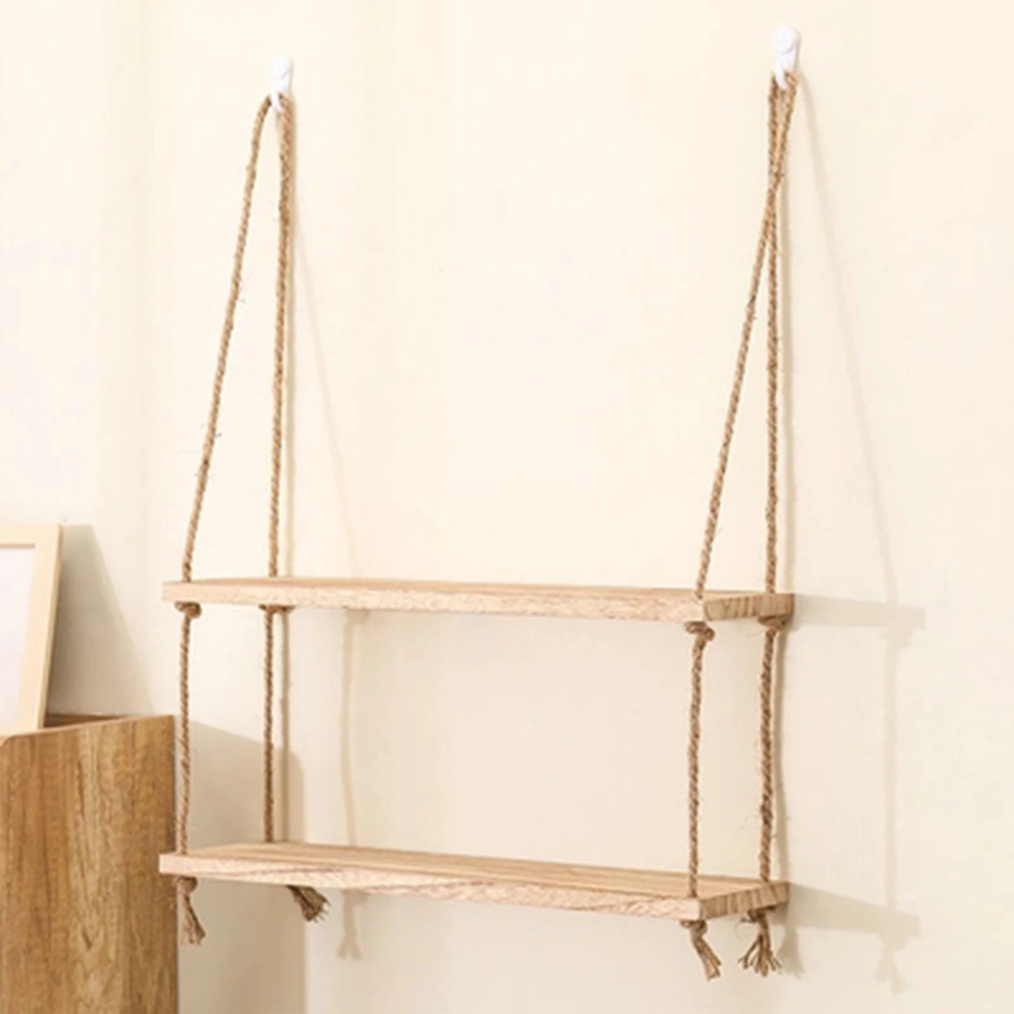 Hanging Rope Wooden Shelves