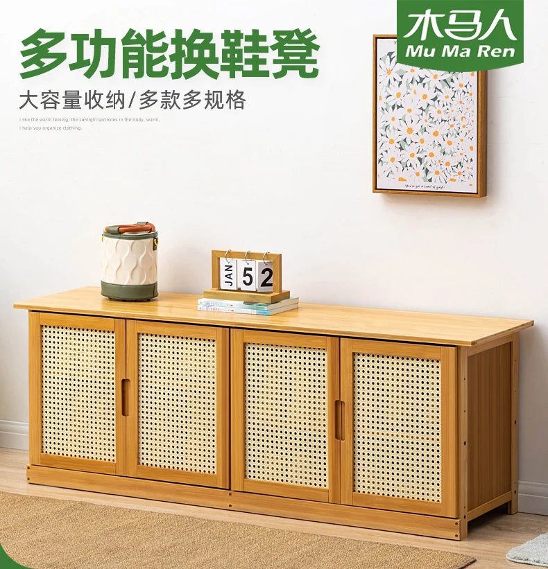 Home Entryway Shoe Bench Sit and Store Shoe Cabinet Breathable Dust-Proof Shoe Organizer Long Bench Shoe Rack for Doorway