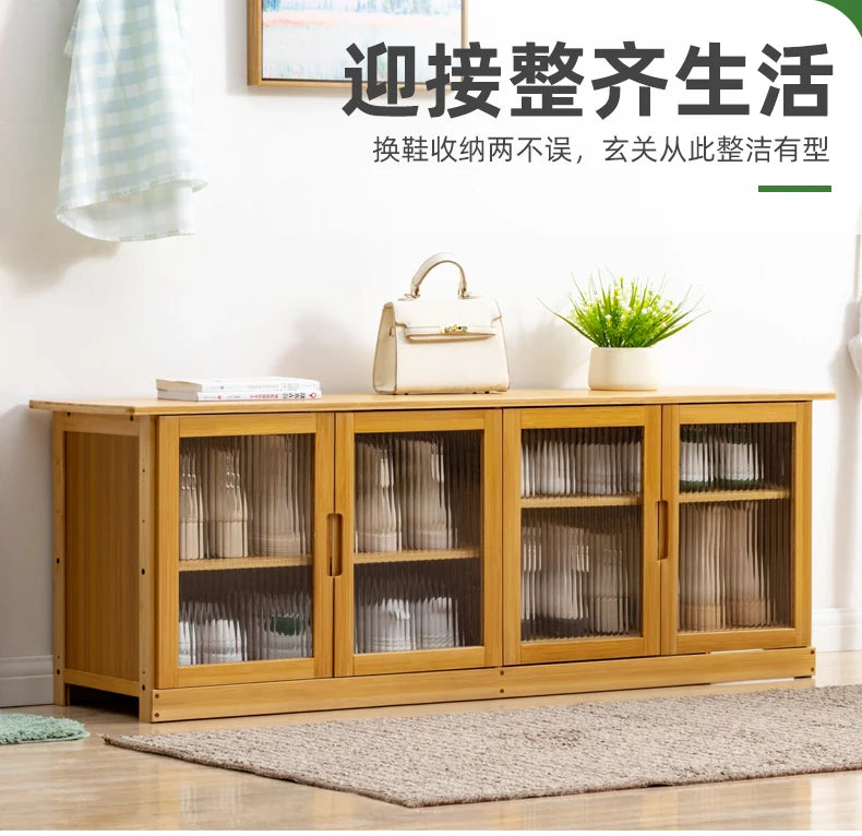 Home Entryway Shoe Bench Sit and Store Shoe Cabinet Breathable Dust-Proof Shoe Organizer Long Bench Shoe Rack for Doorway
