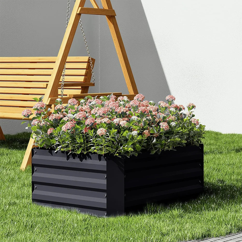 【Breeins】Metal Raised Garden Bed, Rectangle Raised Planter for Flowers Plants, Vegetables Herb