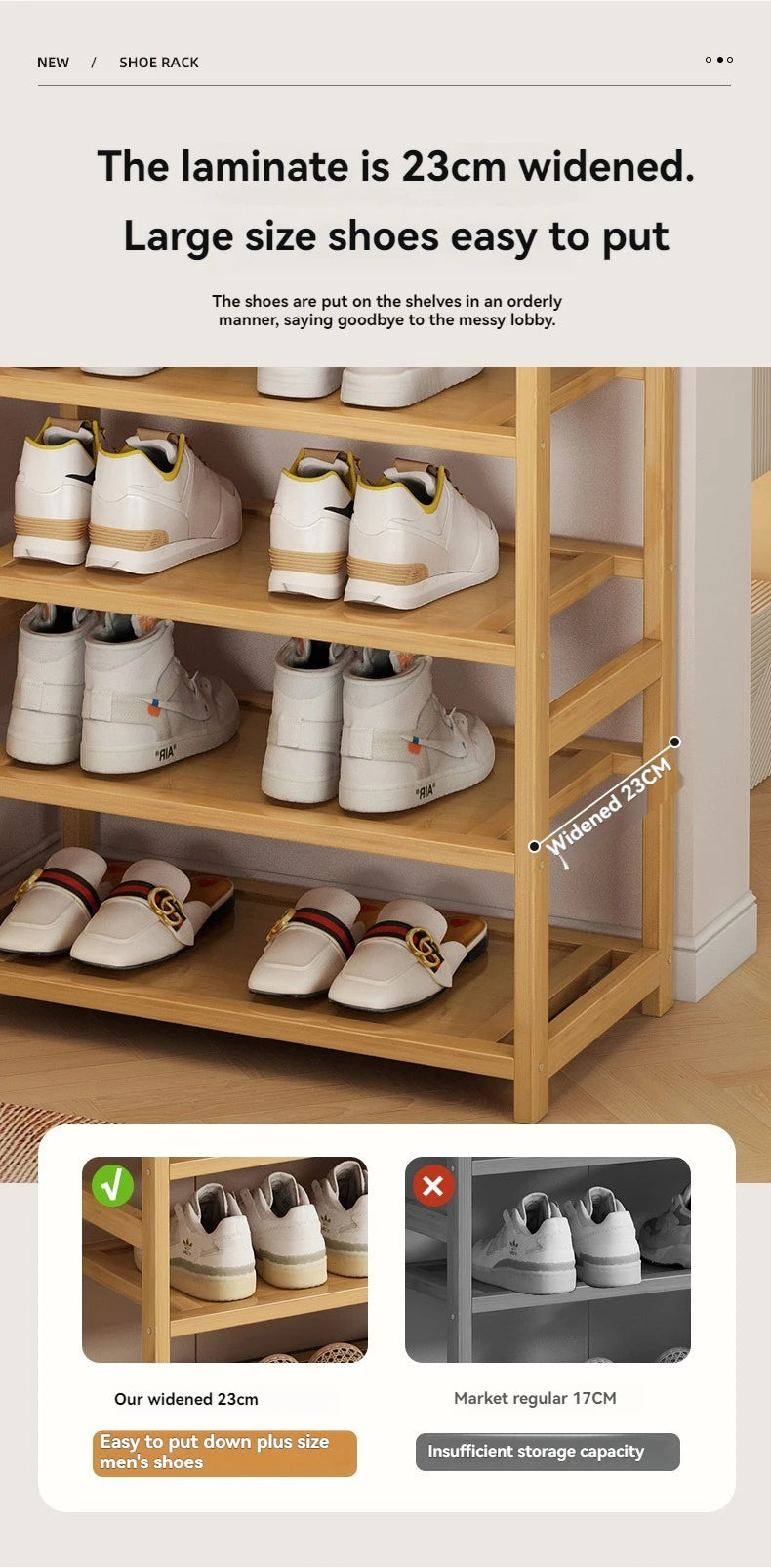 Multi-Layer Solid Wood Shoe Rack
