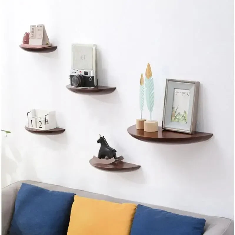 Half-Moon Wooden Wall Shelf