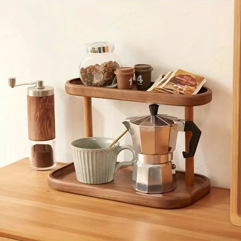 Double-Layer Wooden Desktop Organizer