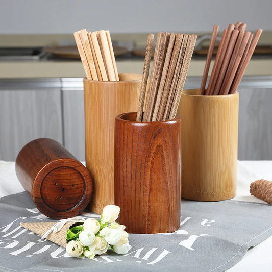 Bamboo Wooden Chopstick Holder with Drainage