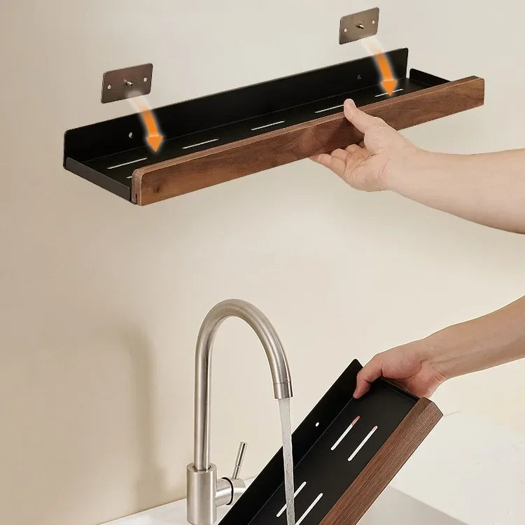 Wall-Mounted Wooden Kitchen Storage Rack