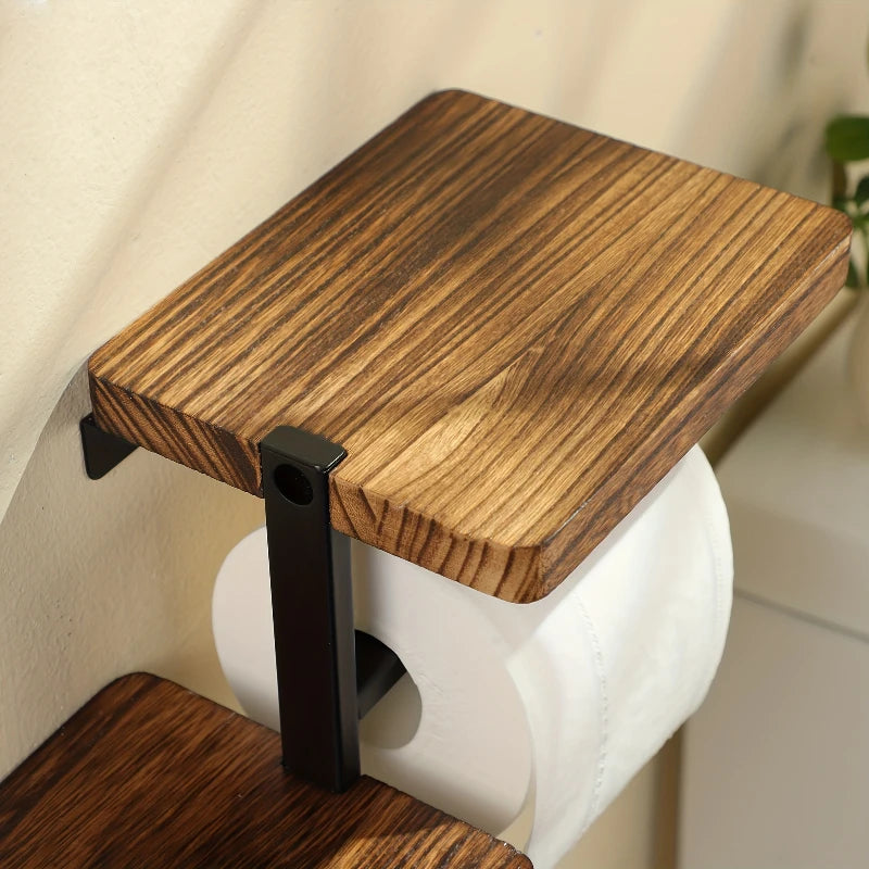 Wooden Wall-Mounted Toilet Paper Holder