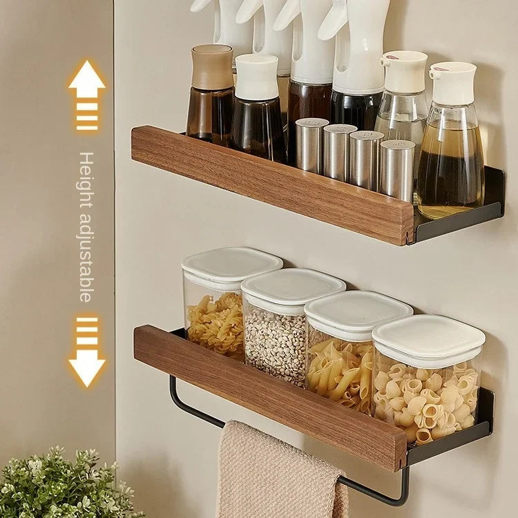 Wall-Mounted Wooden Kitchen Storage Rack