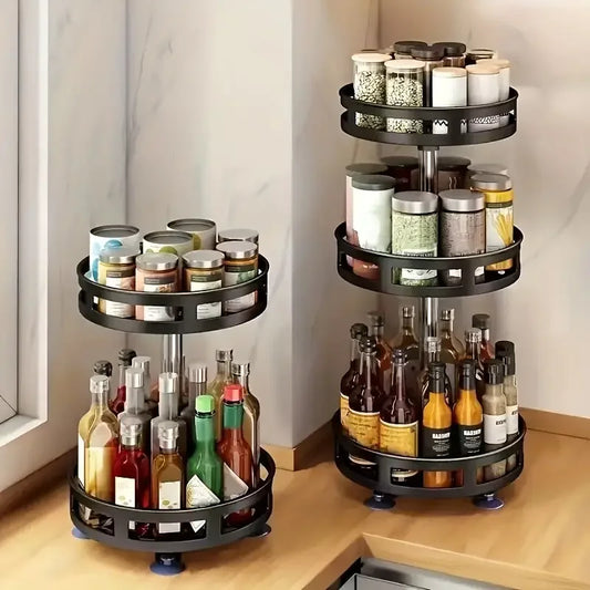 3-Tier Metal Rotating Organizer Spice Rack