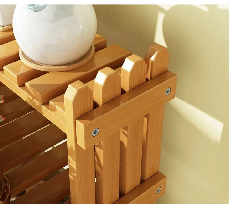 Indoor Plants Holder Wood Shelf Pot Organizer Bookshelf Balcony Bay Window Small Plant Flower Rack Storage Flower Pot Shelves