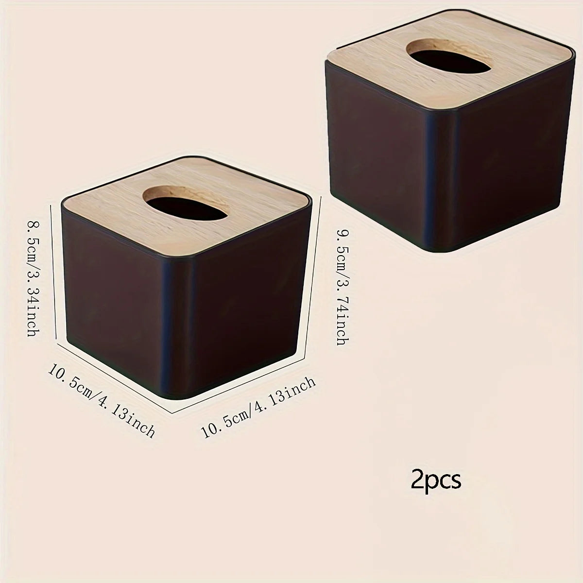 1pc/2pcs-Nordic Style Plastic Tissue Box with Wooden Cover - Paper Box for Restaurants and Rooms - Tissue Storage