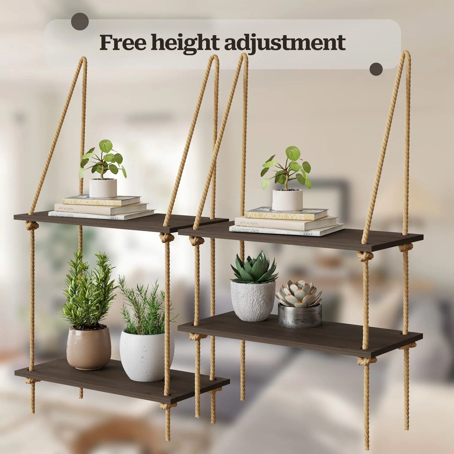 Woven Macrame Hanging Wall Shelf
