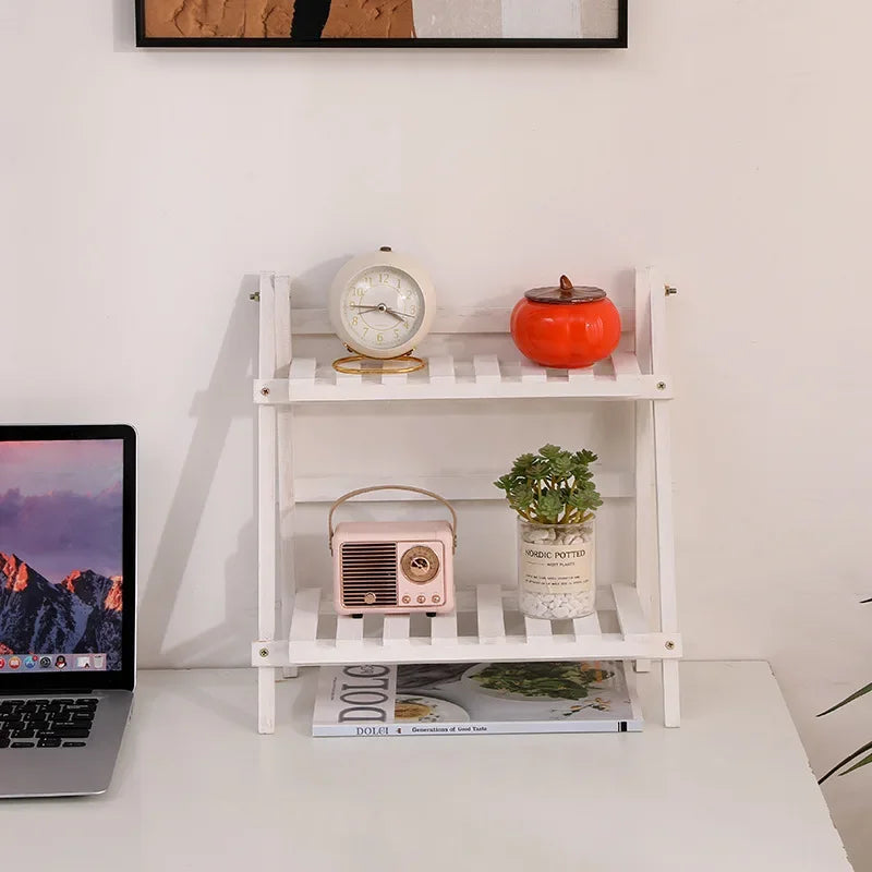 Wooden Storage Shelf 2-Tiers Desktop Organize