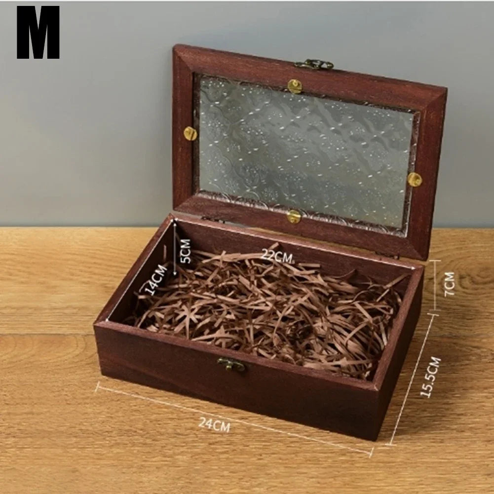 Retro Solid Wood Storage Box with Lid