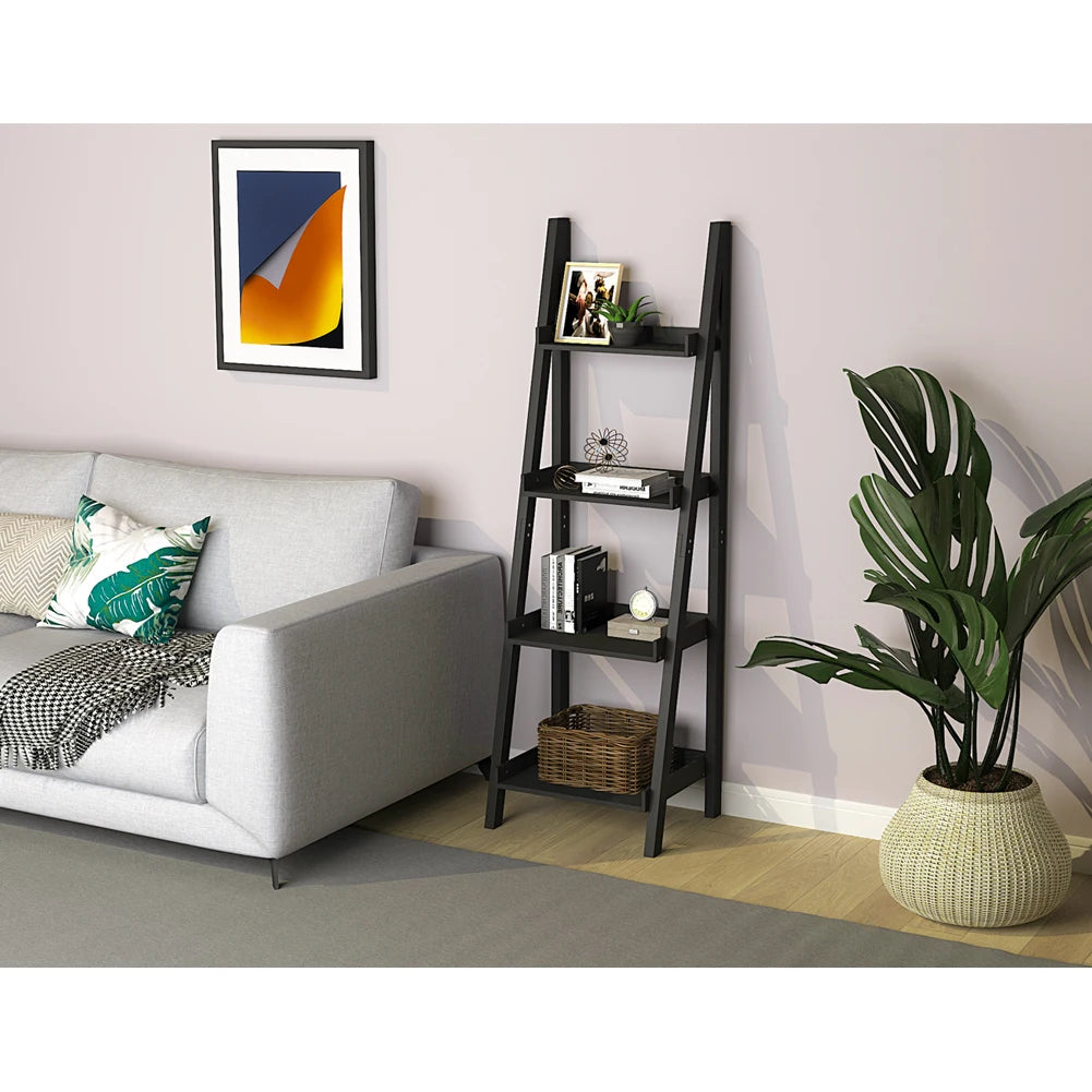 【Breeins】4-Tier Wooden Display Ladder Shelf for Home Storage Organizer Rack Home Decoration For Home Office