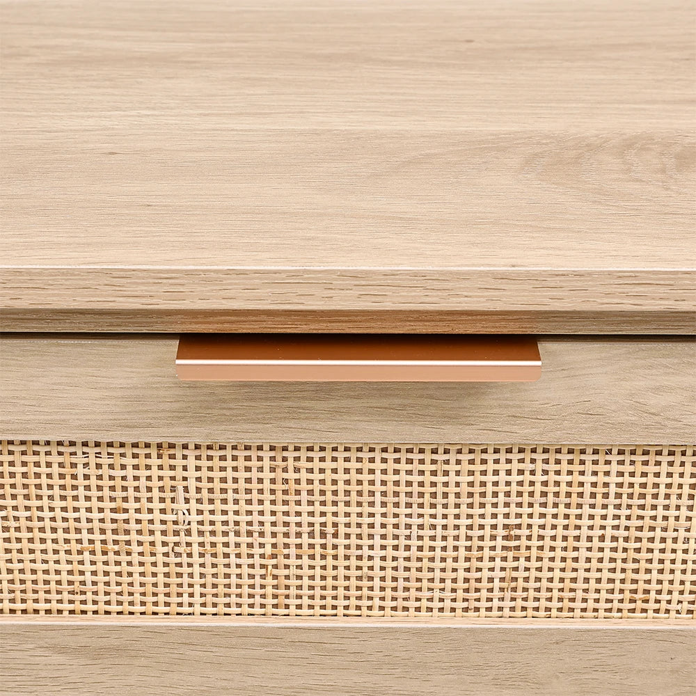 【Lifeideas】Rustic Wood Console Table with 3 Rattan Drawer Livingroom Bedroom Decoration Storage Cabinet