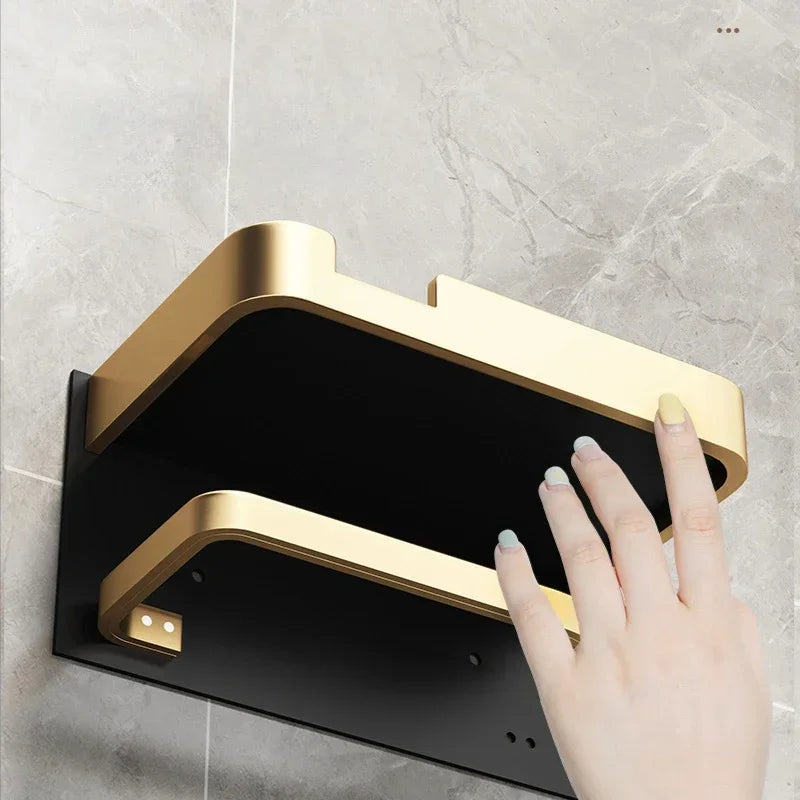 Luxury Black & Gold Toilet Paper Rack