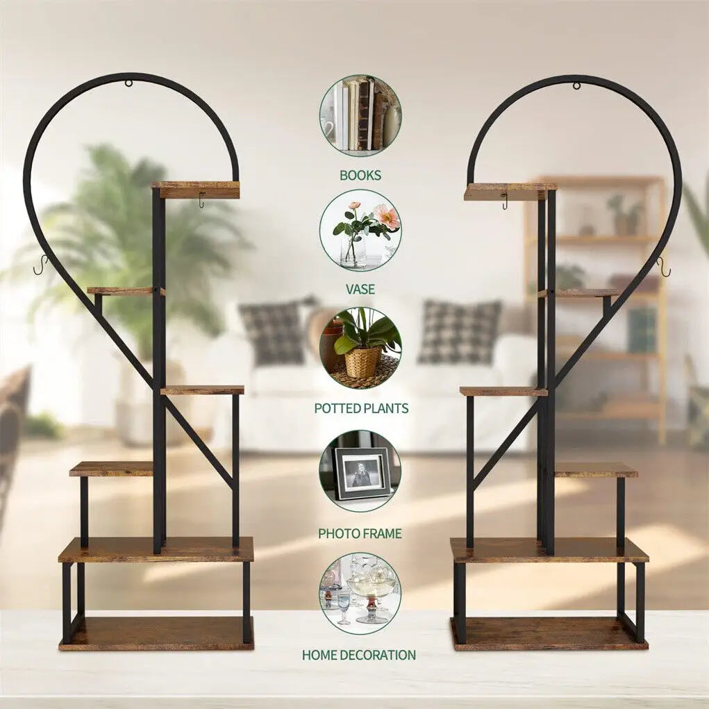 Heart-Shaped Wood & Metal Flower Display
