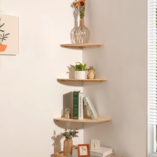 Floating Wooden Corner Shelves