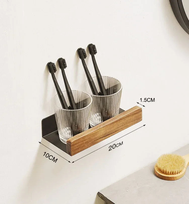 Wall-Mounted Wood Bathroom Shelf