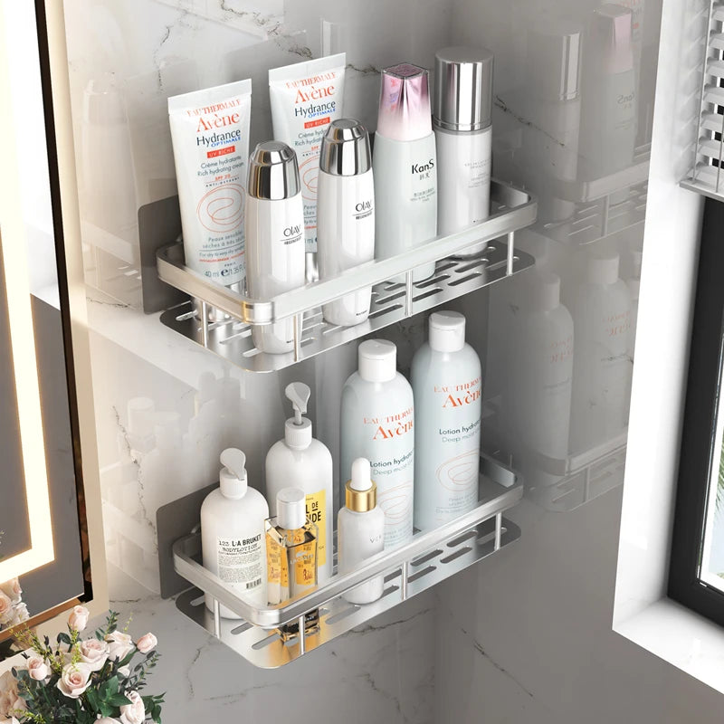 Minimalist Aluminum Wall-Mounted Bathroom Shelf