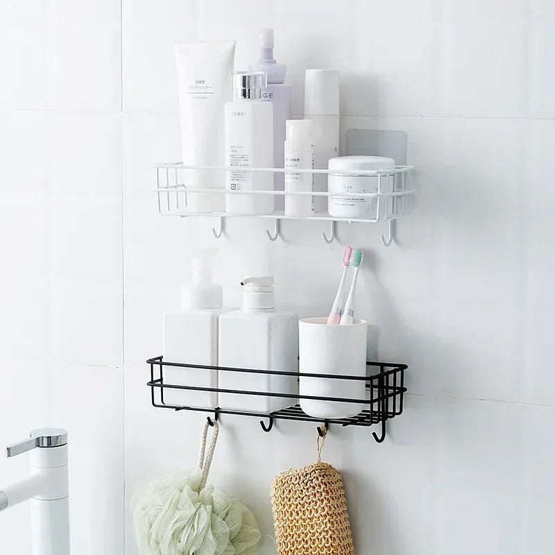 Japanese-Style Wrought Iron Bathroom Wall Shelf