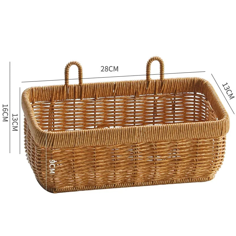 Wall Hanging Storage Basket Container Decorative Basket Hand Woven Kitchen Storage Basket for Garden Flower Pot Living Room