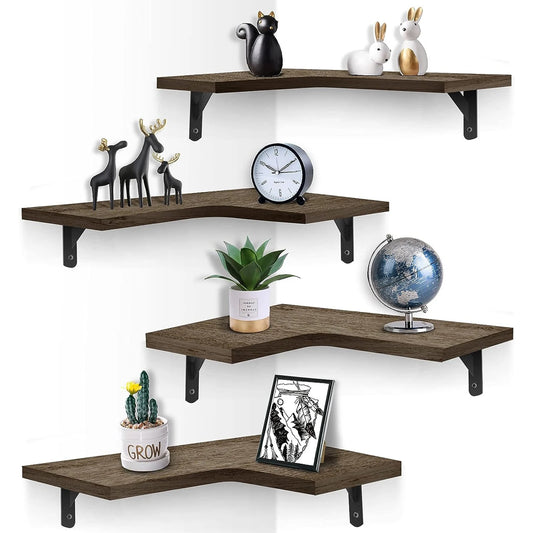Rustic Wood Corner Floating Shelves
