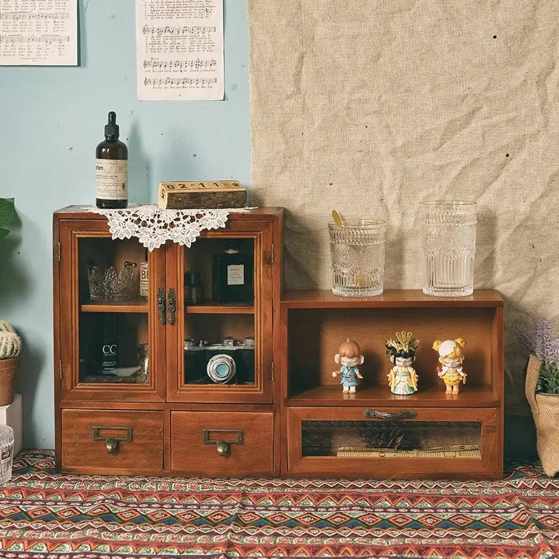 Nordic Vintage Solid Wood Display Cabinet