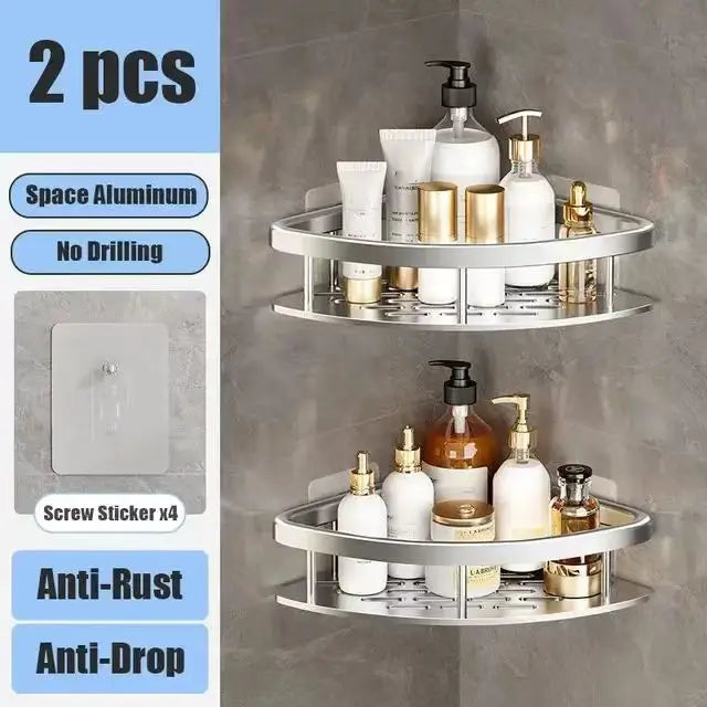 Bathroom & Kitchen Organizer – No-Drill 2-Tier Wall Shelf
