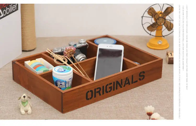 Vintage Wooden Desktop Organizer