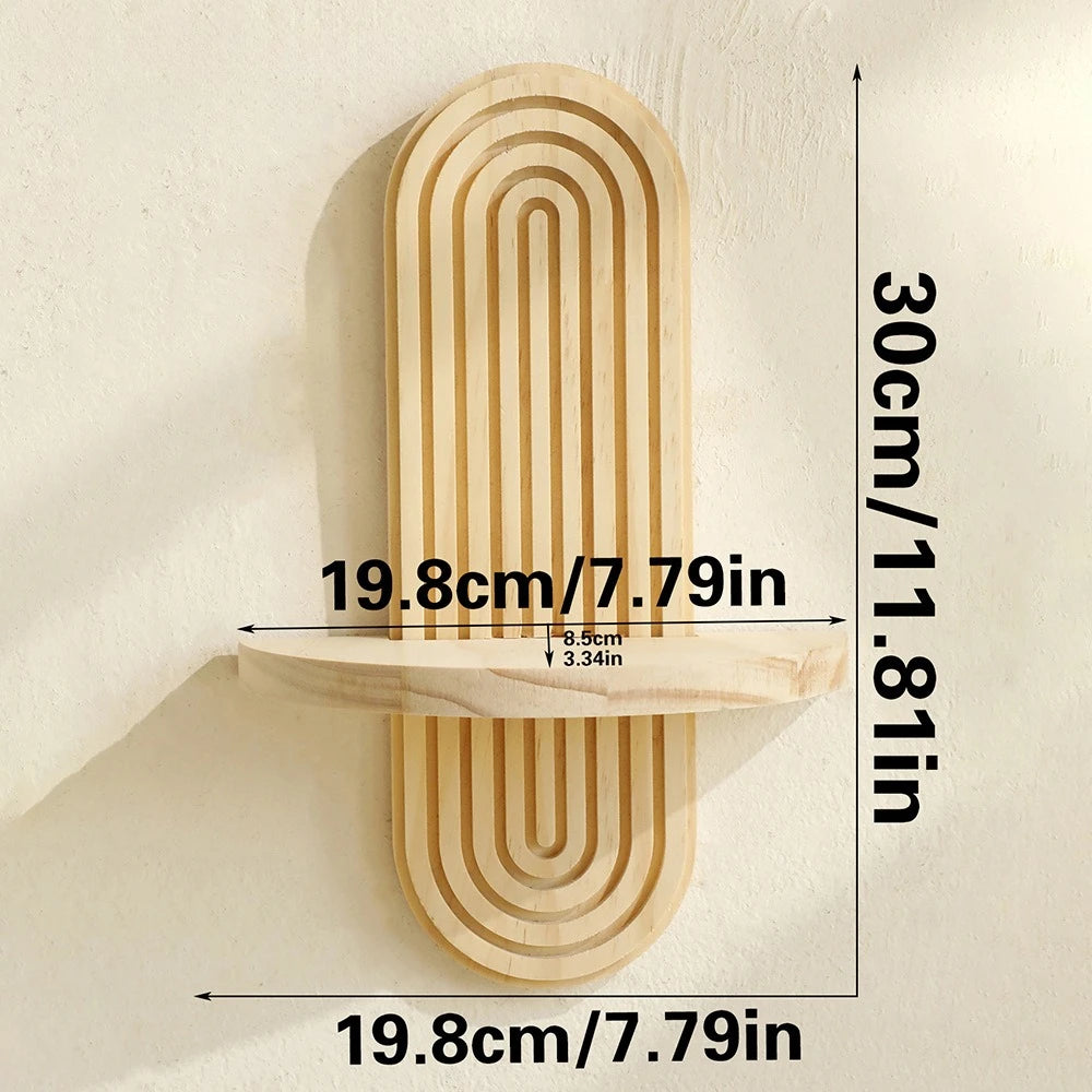 Bohemian Oval Threaded Solid Wood Wall Shelf