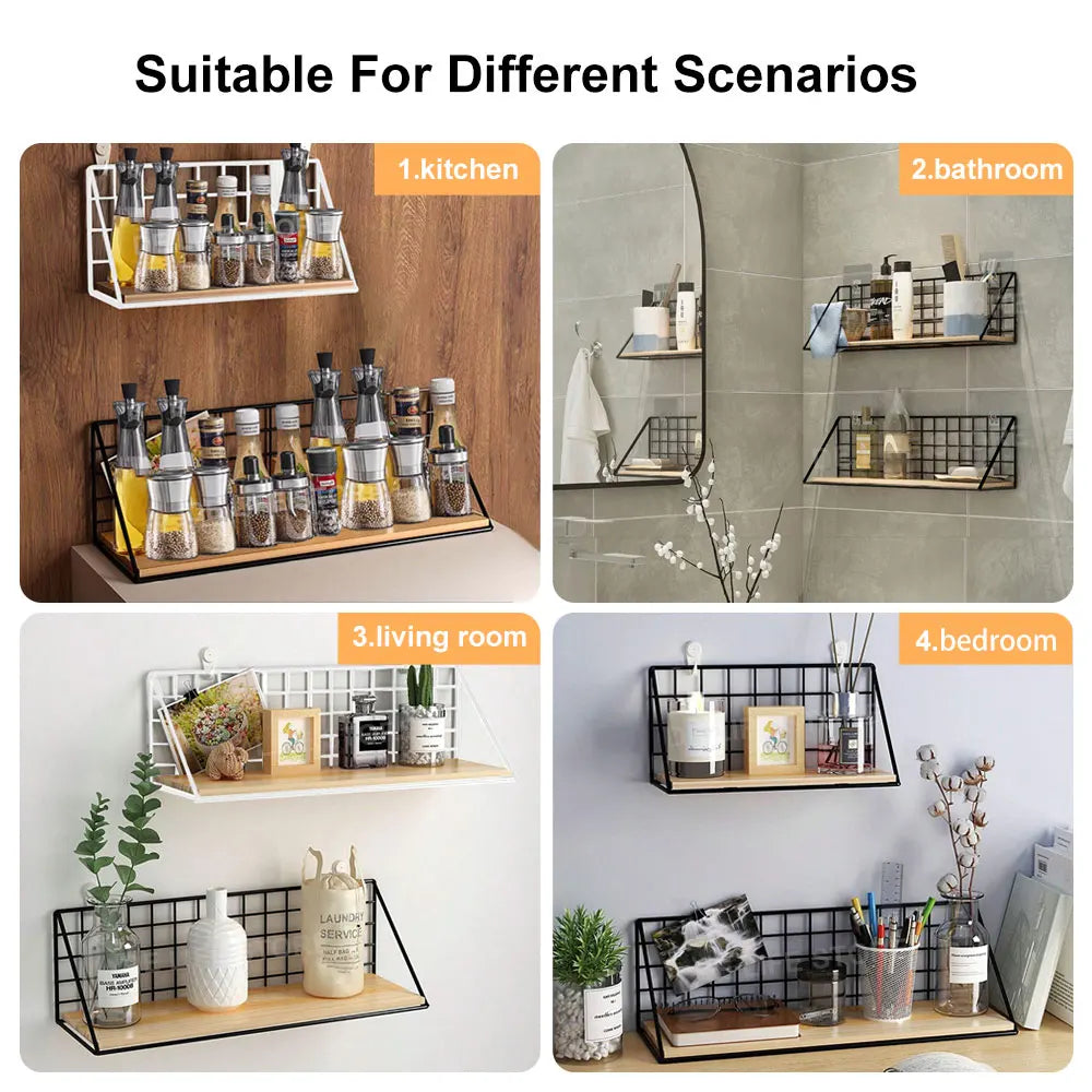 Wall Mounted Wood Hanging Shelves (no Drilling)