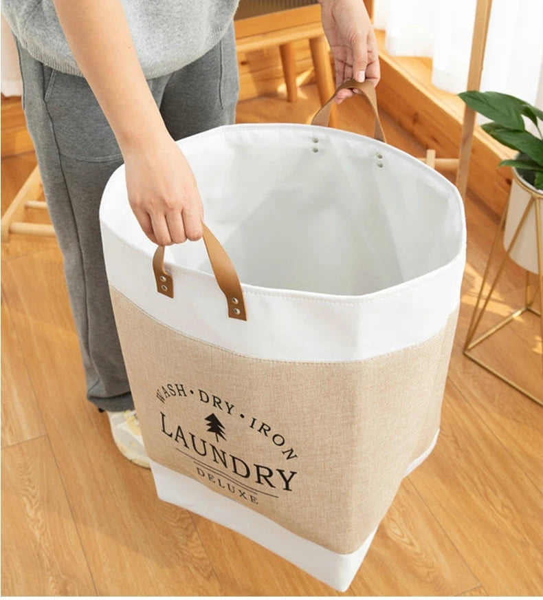 Super Large Foldable Laundry Basket Handle Waterproof Large Cotton Linen Storage Basket Kids Toys Dirty Clothing Orgnizer Bin