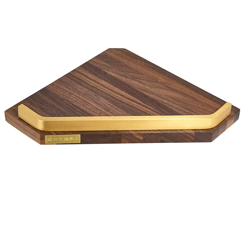 Walnut Brushed Gold Bathroom corner Shelf