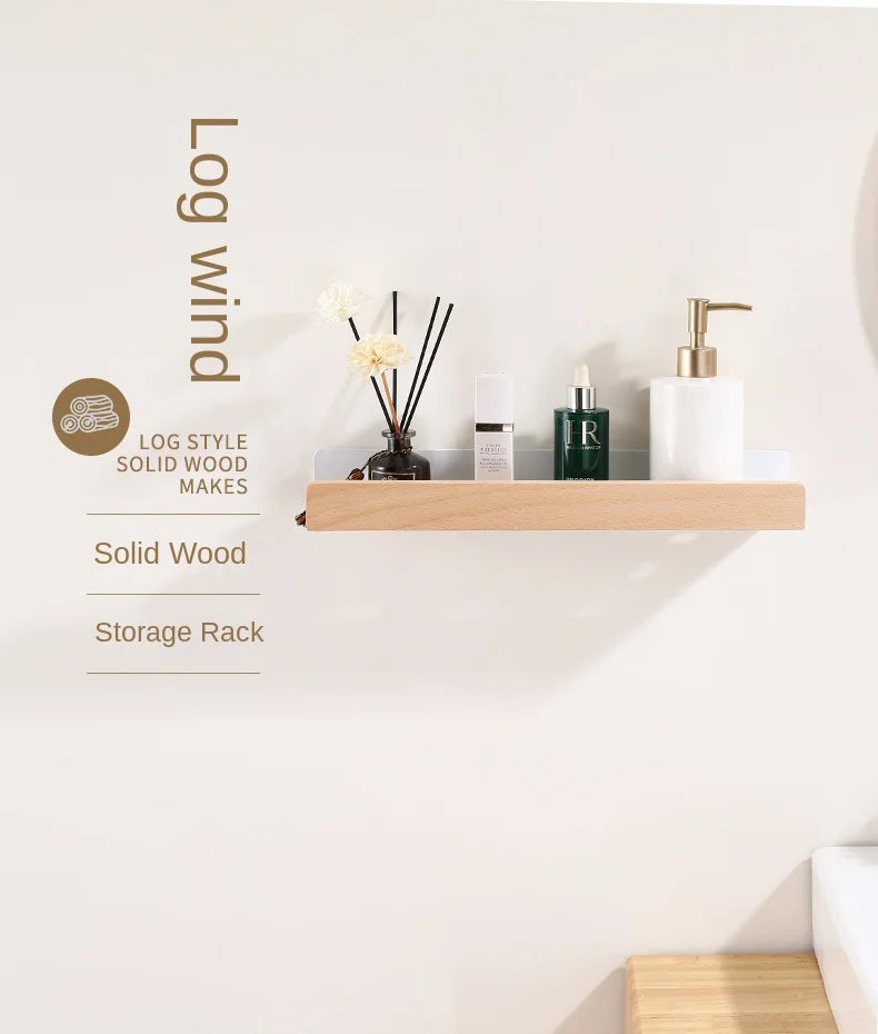 Wooden Wall-Mounted Bathroom Shelf