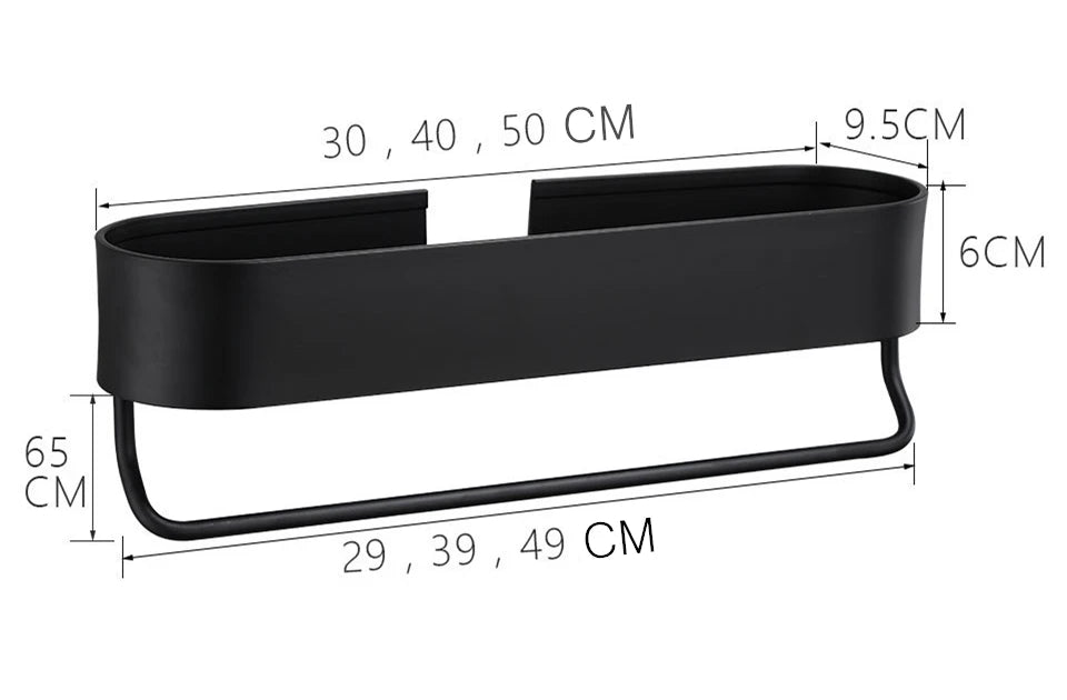 Matte Black Wall-Mounted Shower Shelf