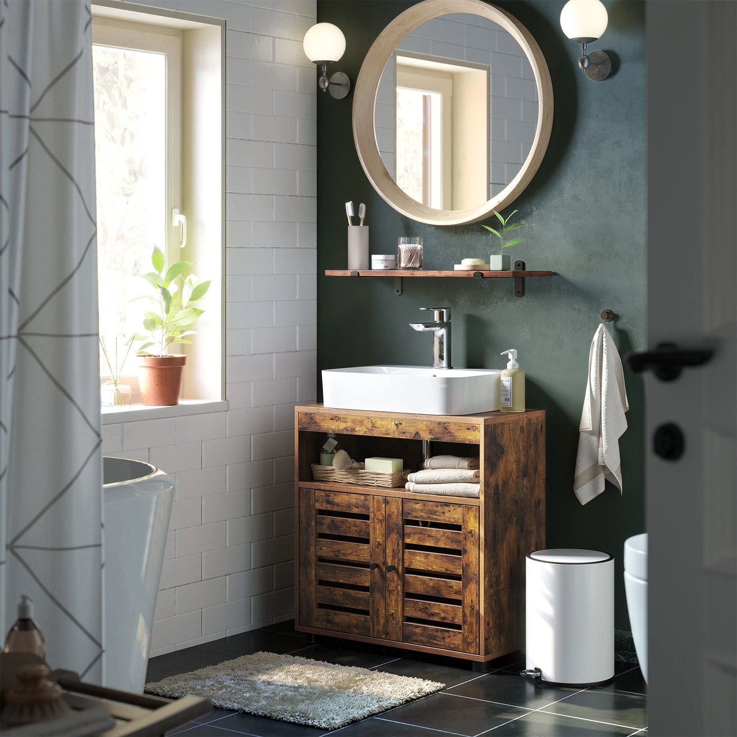 Rustic Wood Bathroom Cabinet