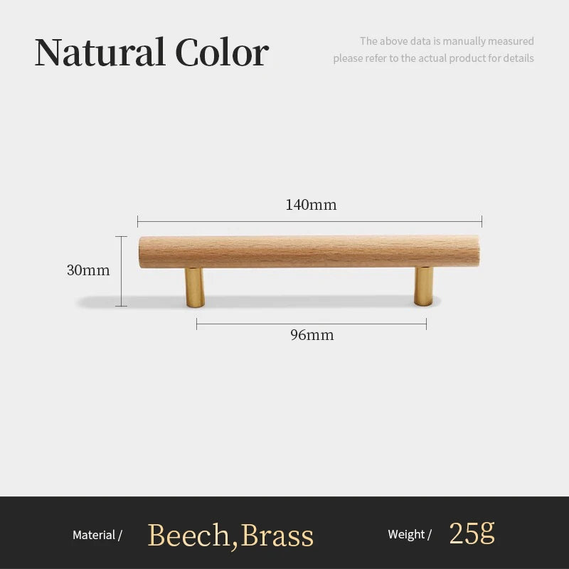 Nordic Walnut Wood Handle T bar Drawer Knobs Cupboard Long Pulls Kitchen Cabinet Door Handle Furniture Decorate Pulls and Knob