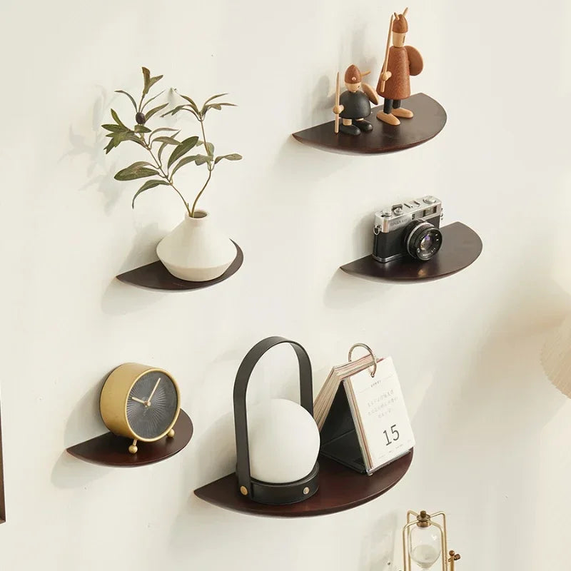 Half-Moon Wooden Wall Shelf