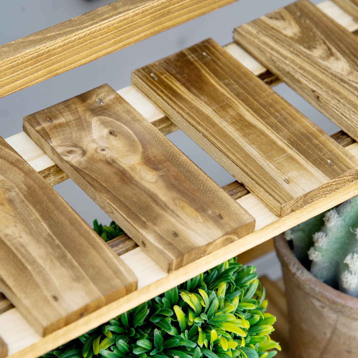 Outsunny Wooden Folding Flower Pot Stand 3 Tier Garden Planter Display Ladder Gardener Storage Shelves Rack Herb Holder