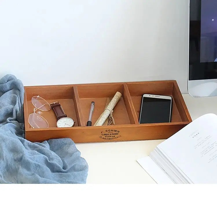 Vintage Wooden Desktop Organizer