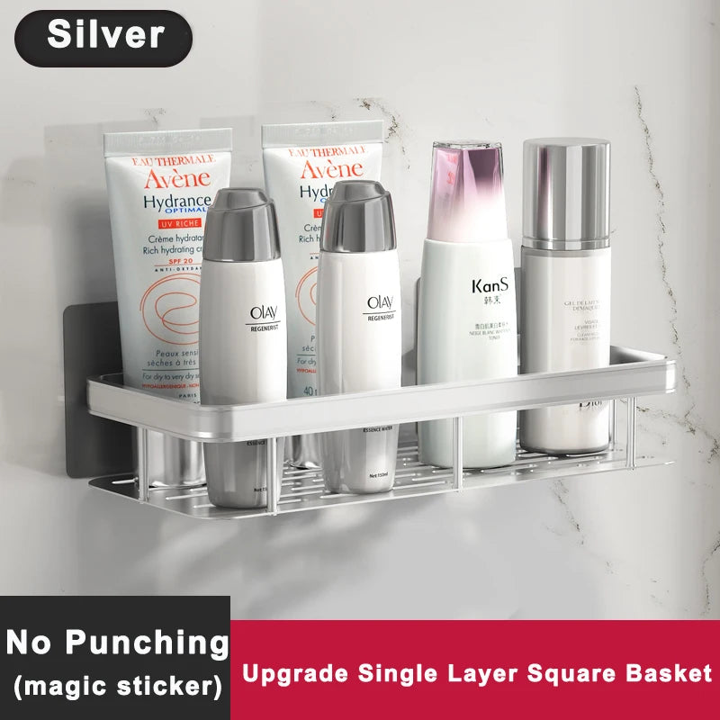 Minimalist Aluminum Wall-Mounted Bathroom Shelf
