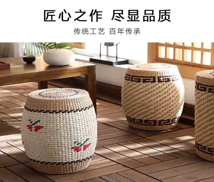 Tight Weave Sofa Seat Sturdy Sitting Stool Pine Shoe Changing Bench High Load-bearing Small Stools Suitable for Living Room