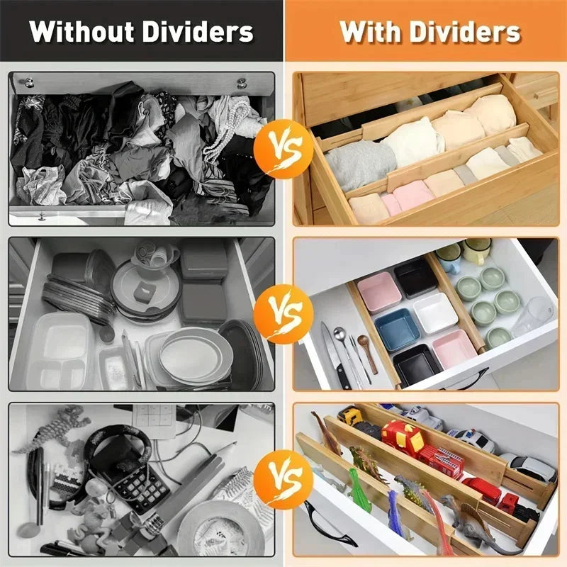 4Pcs Bamboo Drawer Dividers