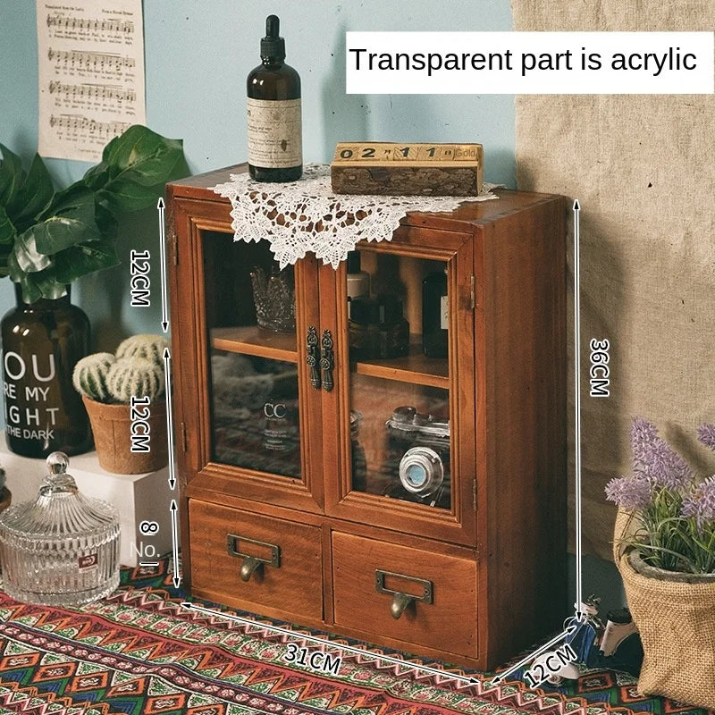Nordic Vintage Solid Wood Display Cabinet